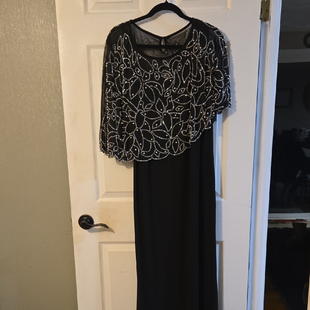 MSK Black Dress with Silver Beading